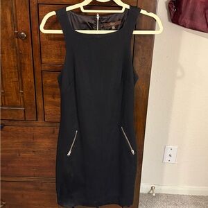 Single Black Sheath Mini Dress Square Neck Sleeveless